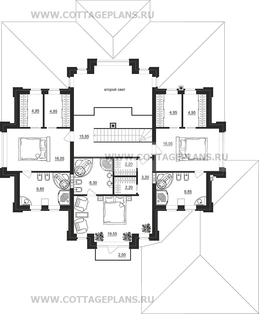 Поэтажные планы проект дома 100-24 общ. площадь 310,00 м2