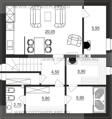 Поэтажные планы проект дома 15-05 общ. площадь 104,05 м2