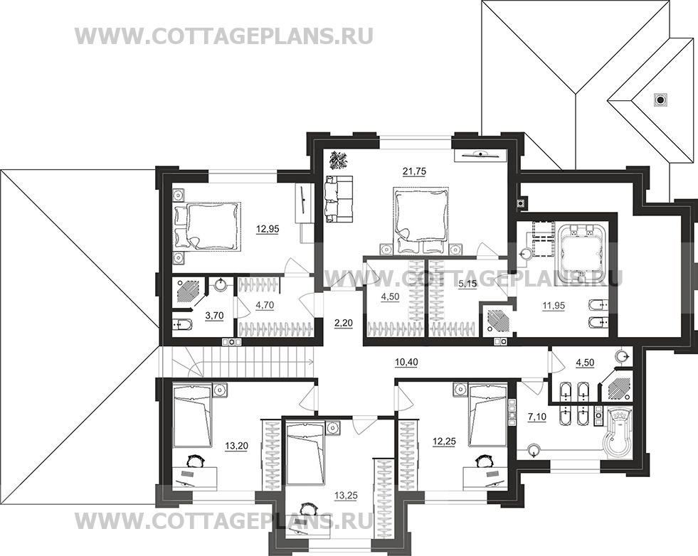 Поэтажные планы проект дома 202-99 общ. площадь 300,55 м2