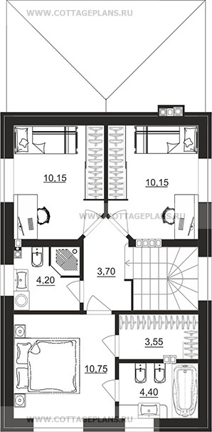 Поэтажные планы проект дома 204-79 общ. площадь 92,85 м2