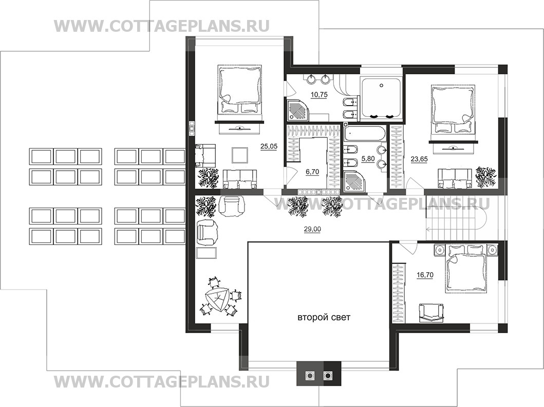 Поэтажные планы проект дома 96-56 общ. площадь 477,25 м2