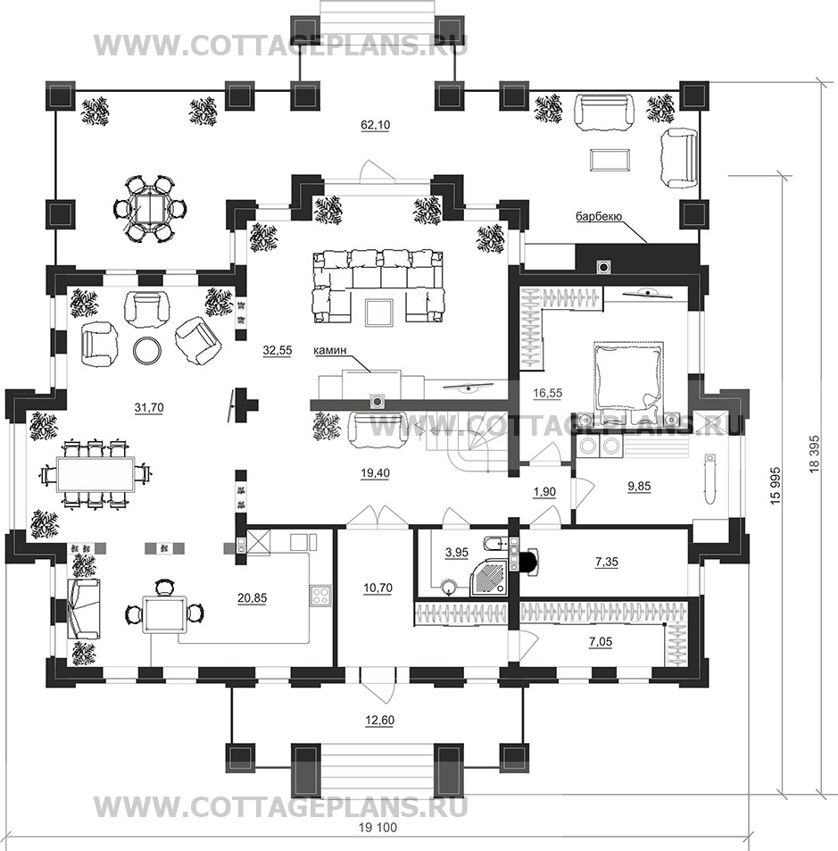 Поэтажные планы проект дома 202-16 общ. площадь 338,10 м2