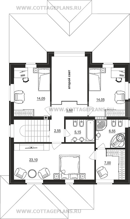 Поэтажные планы проект дома 78-07 общ. площадь 247,35 м2