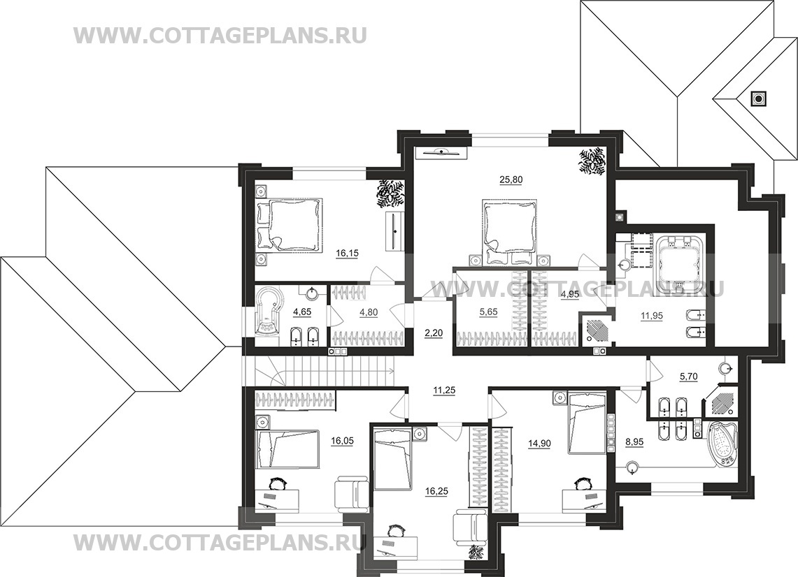 Поэтажные планы проект дома 204-09 общ. площадь 322,25 м2
