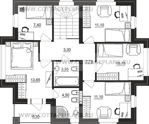 Поэтажные планы проект дома 29-70 общ. площадь 129,80 м2