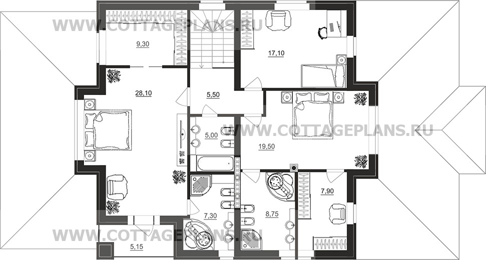 Поэтажные планы проект дома 71-85 общ. площадь 351,30 м2