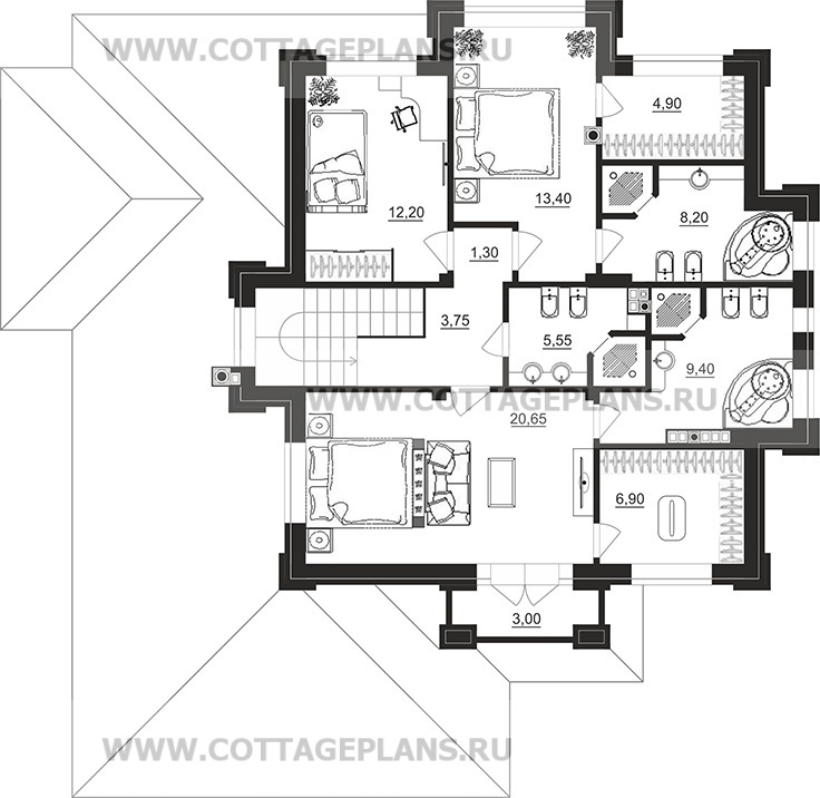 Поэтажные планы проект дома 103-06 общ. площадь 318,05 м2