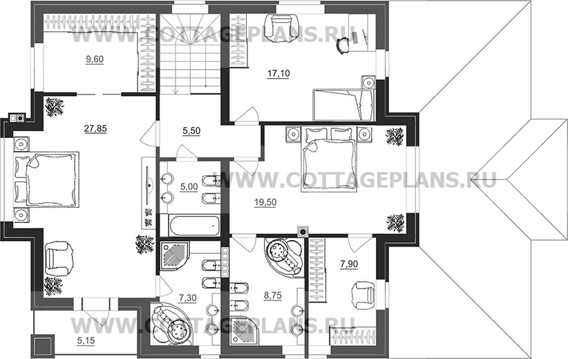 Поэтажные планы проект дома 100-49 общ. площадь 219,95 м2
