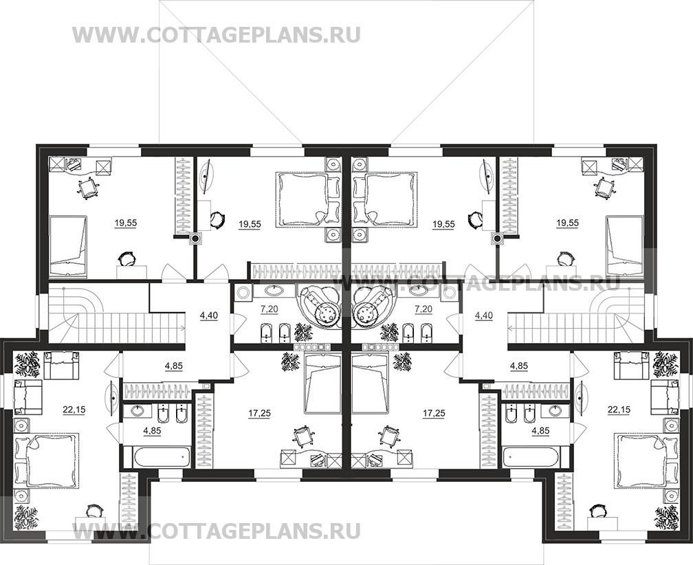 Поэтажные планы проект дома 26-13 общ. площадь 404,30 м2