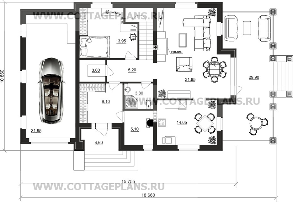 Поэтажные планы проект дома 97-19 общ. площадь 192,65 м2