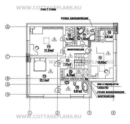 Поэтажные планы проект дома 80-19 общ. площадь 219,59 м2