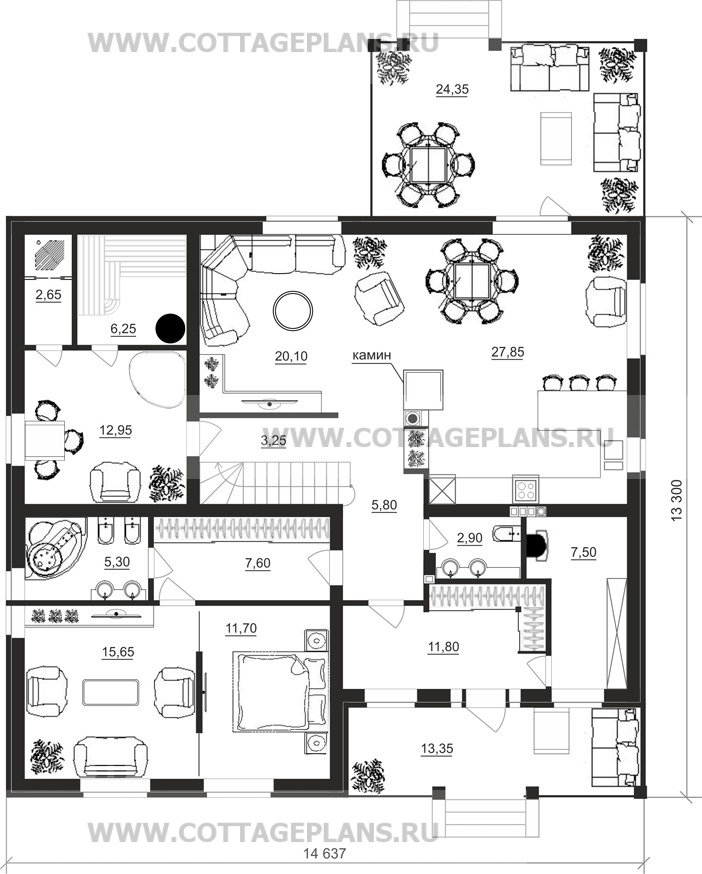Поэтажные планы проект дома 74-50 общ. площадь 246,15 м2