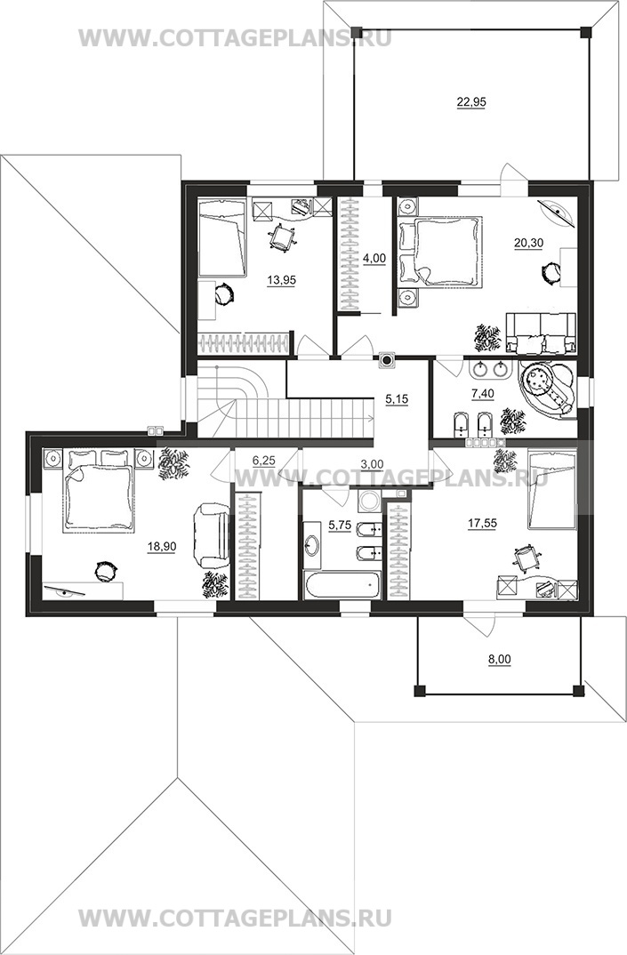 Поэтажные планы проект дома 92-04 общ. площадь 245,75 м2