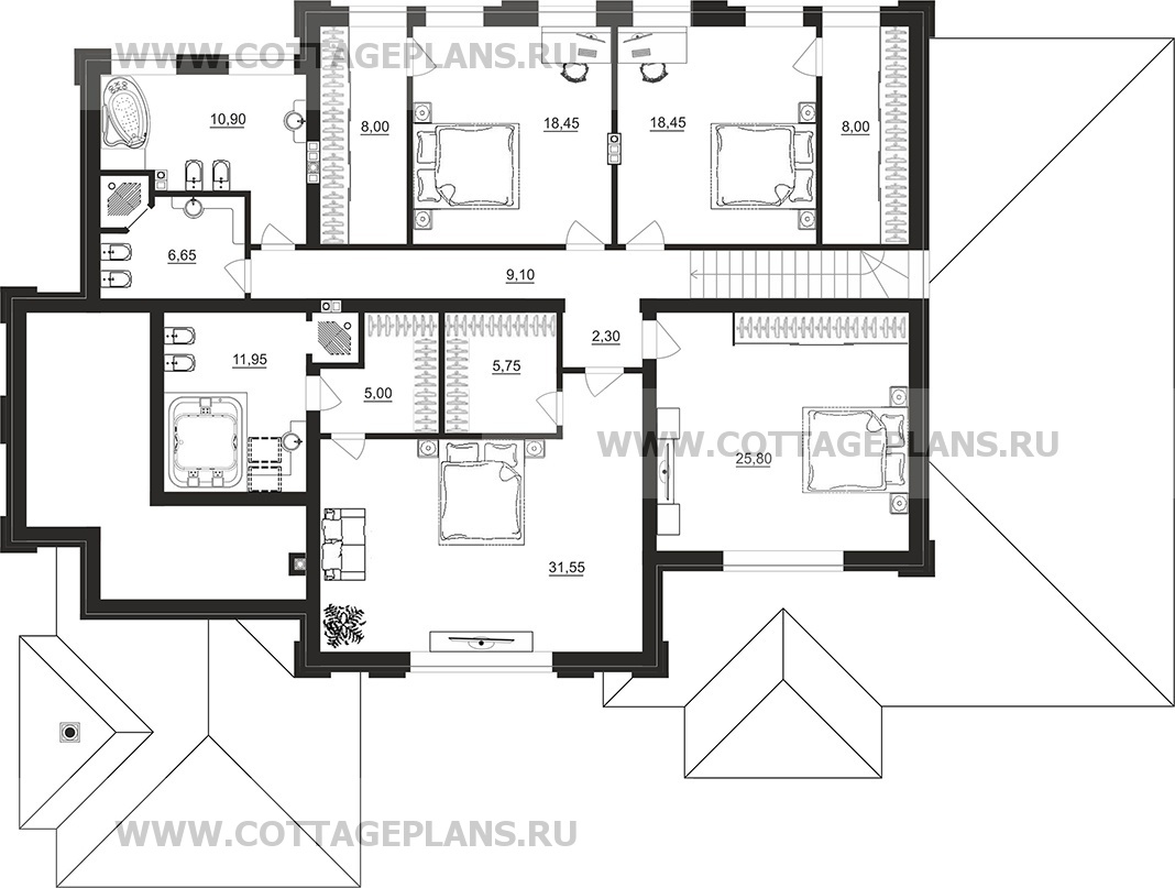 Поэтажные планы проект дома 202-62 общ. площадь 395,50 м2