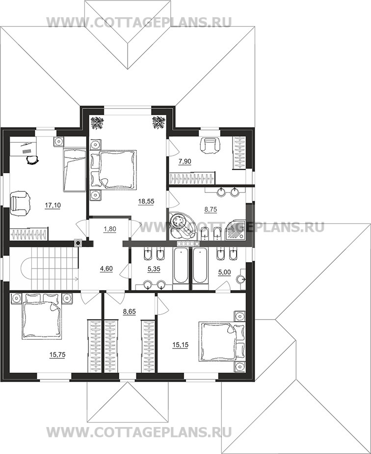 Поэтажные планы проект дома 92-78 общ. площадь 248,85м2