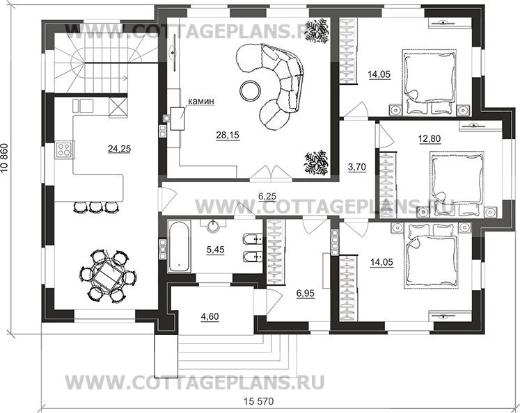 Поэтажные планы проект дома 91-52 общ. площадь 232,30 м2