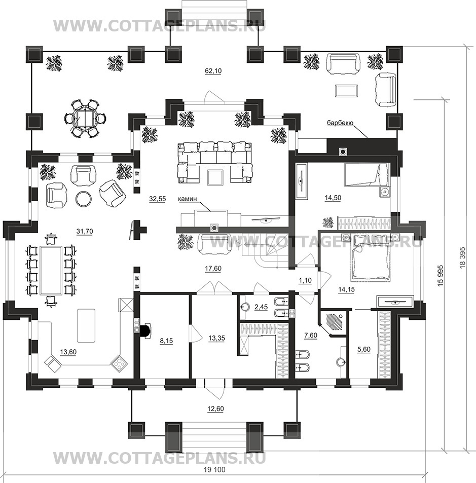 Поэтажные планы проект дома 100-30 общ. площадь 308,65 м2