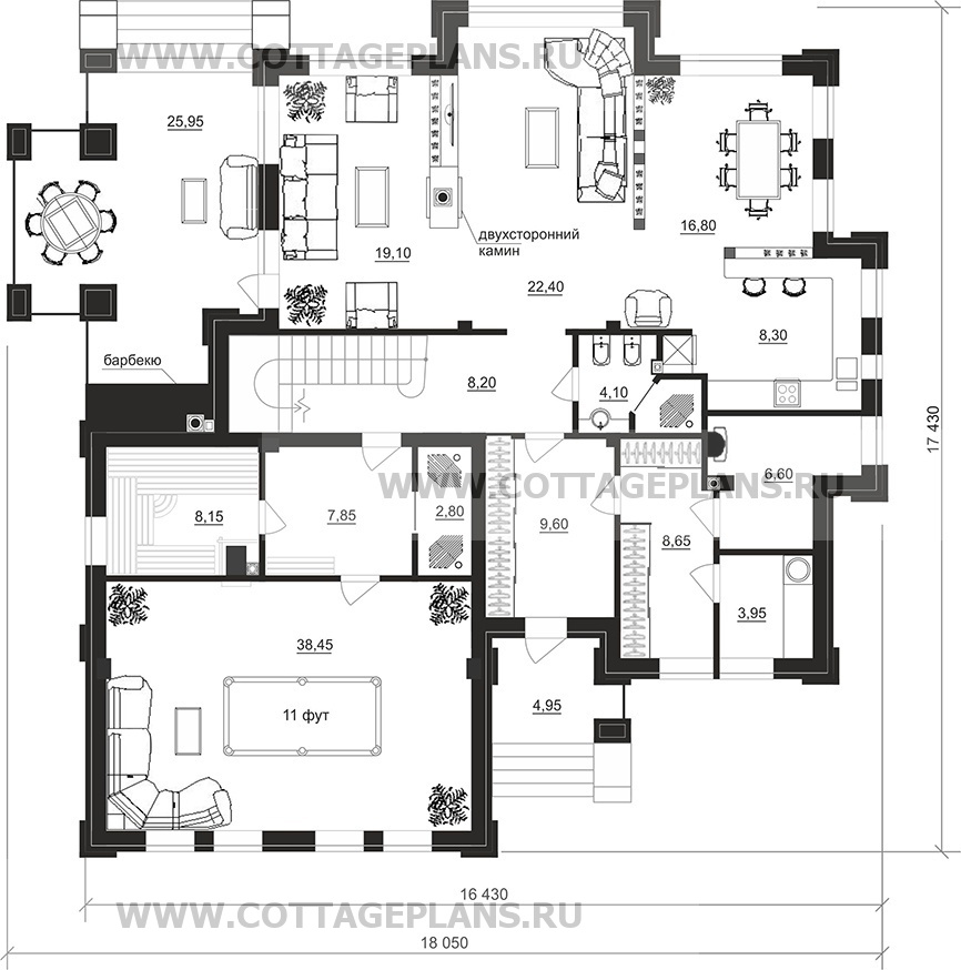 Поэтажные планы проект дома 202-02 общ. площадь 293,70 м2