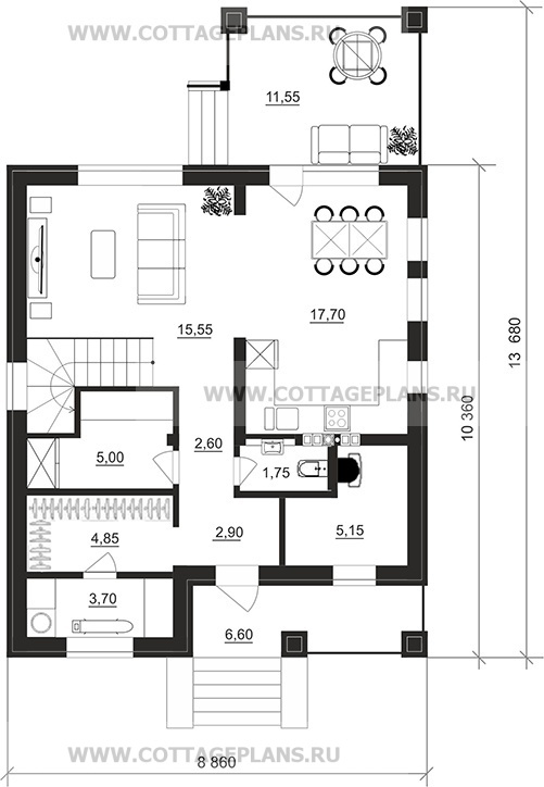 Поэтажные планы проект дома 206-65 общ. площадь 117,20м2