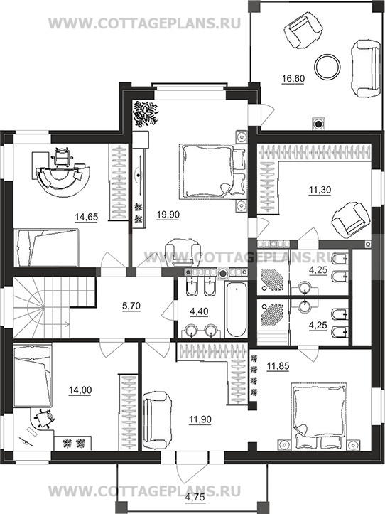 Поэтажные планы проект дома 96-46 общ. площадь 305,30 м2