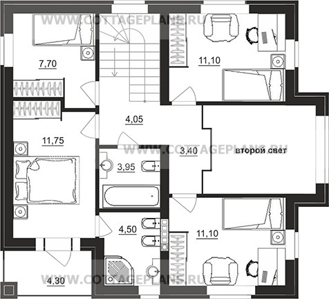 Поэтажные планы проект дома 95-52 общ. площадь 117,80 м2