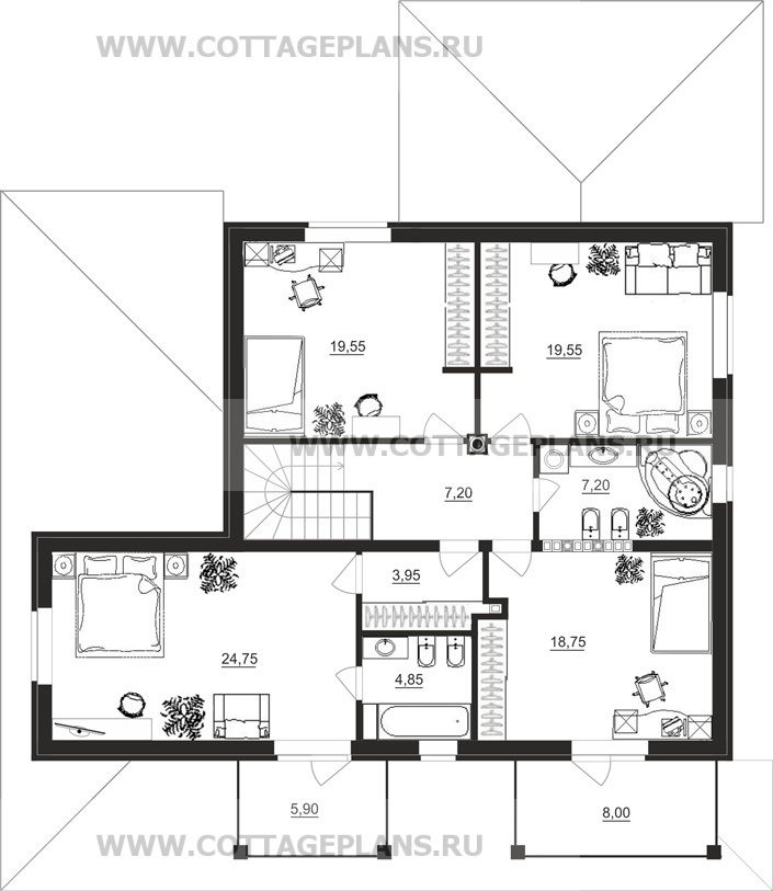 Поэтажные планы проект дома 22-97 общ. площадь 349,8 м2