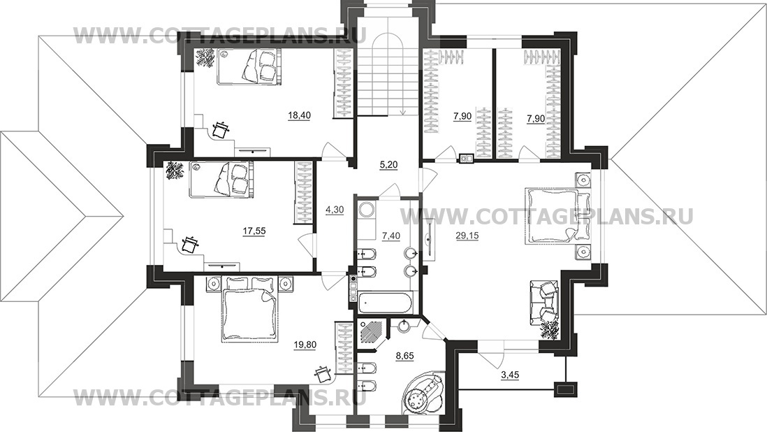 Поэтажные планы проект дома 100-89 общ. площадь 287,40 м2