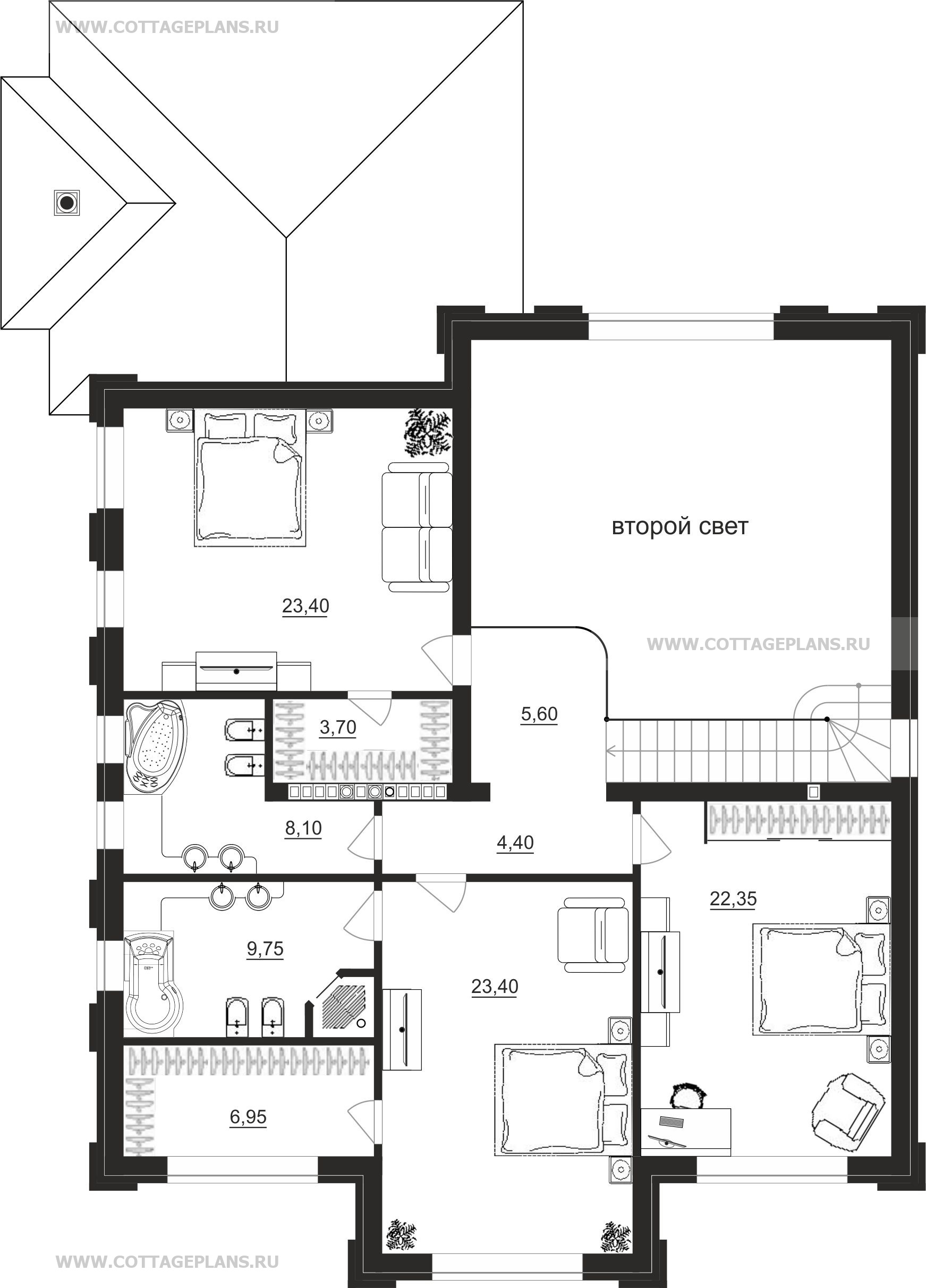 Поэтажные планы проект дома 203-89 общ. площадь 390,45 м2
