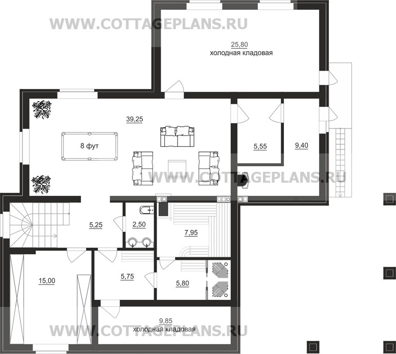 Поэтажные планы проект дома 17-57 общ. площадь 307,70 м2