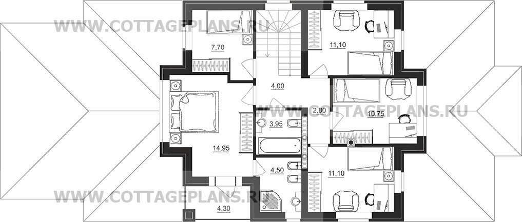 Поэтажные планы проект дома 71-90 общ. площадь 262,35 м2