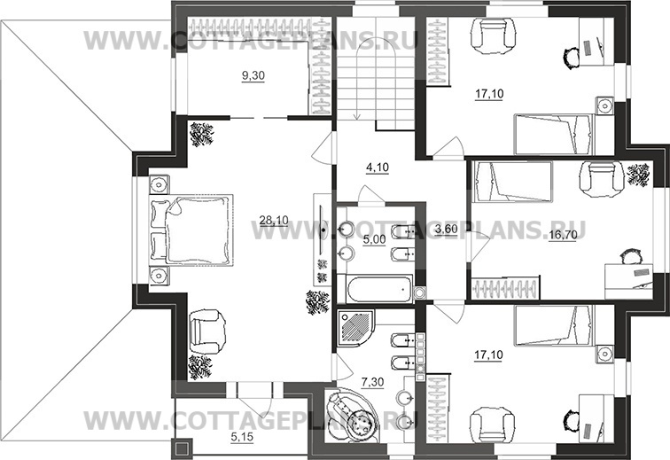 Поэтажные планы проект дома 71-98 общ. площадь 342,85 м2