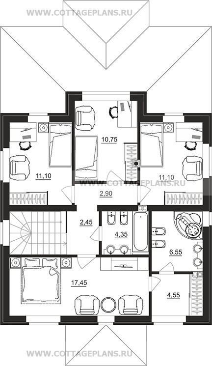 Поэтажные планы проект дома 92-56 общ. площадь 141,30 м2