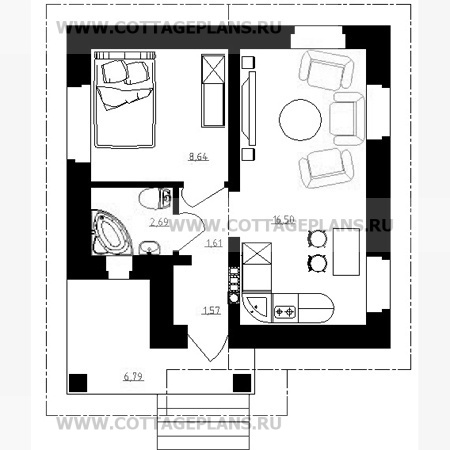 Поэтажные планы проект дома 20-43 общ. площадь 37,8 м2
