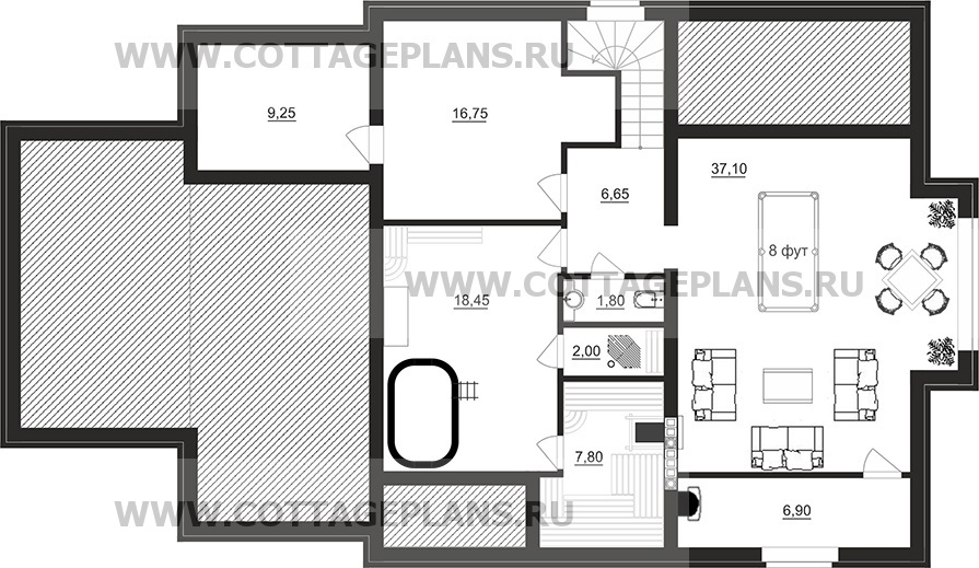 Поэтажные планы проект дома 76-08 общ. площадь 370,50 м2