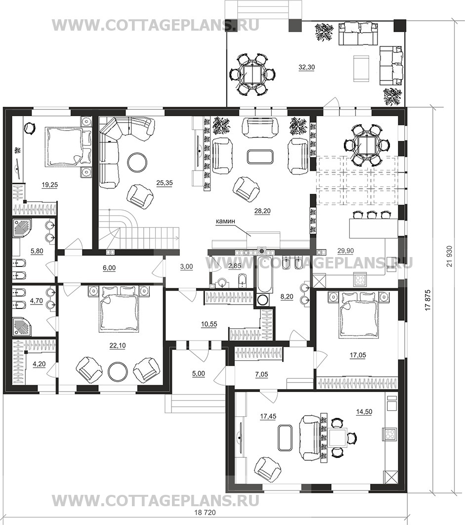 Поэтажные планы проект дома 101-71 общ. площадь 531,90 м2
