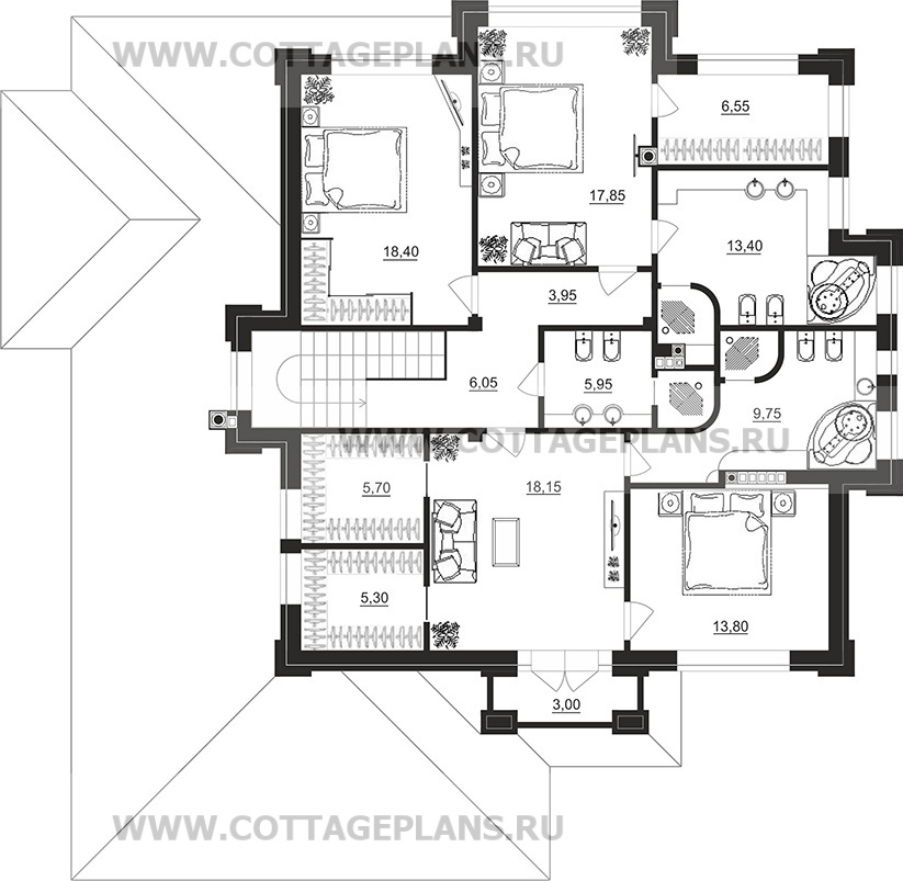 Поэтажные планы проект дома 203-08 общ. площадь 450,90 м2