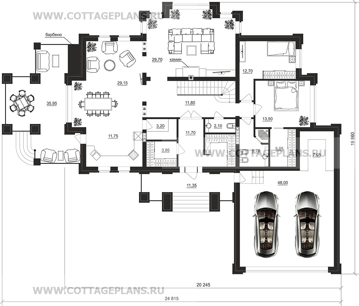 Поэтажные планы проект дома 201-35 общ. площадь 487,00 м2