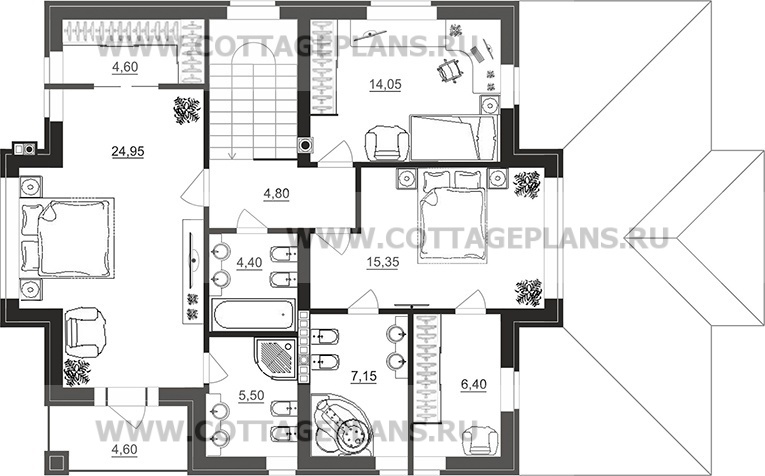 Поэтажные планы проект дома 101-48 общ. площадь 268,95 м2