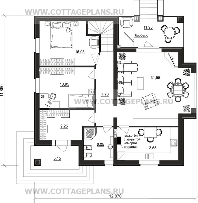 Поэтажные планы проект дома 95-05 общ. площадь 202,45 м2