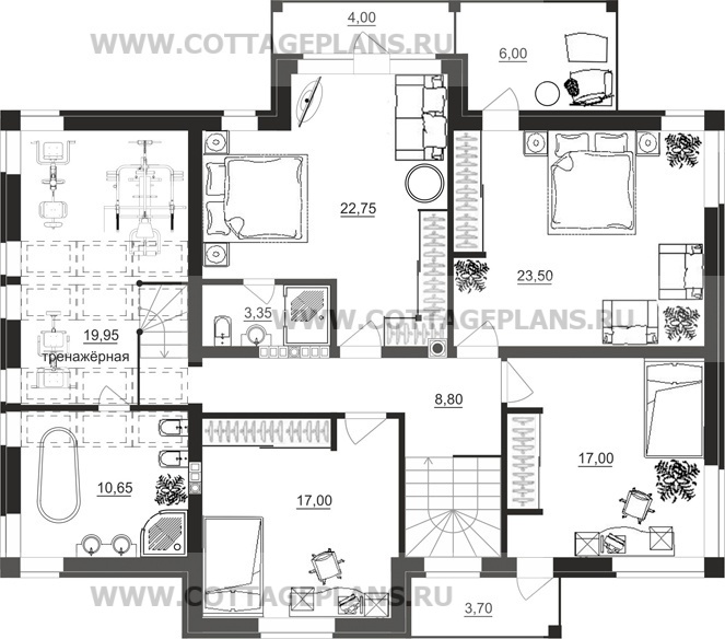 Поэтажные планы проект дома 87-31 общ. площадь 341,90 м2