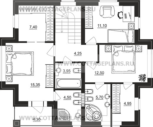 Поэтажные планы проект дома 93-70 общ. площадь 183,80 м2