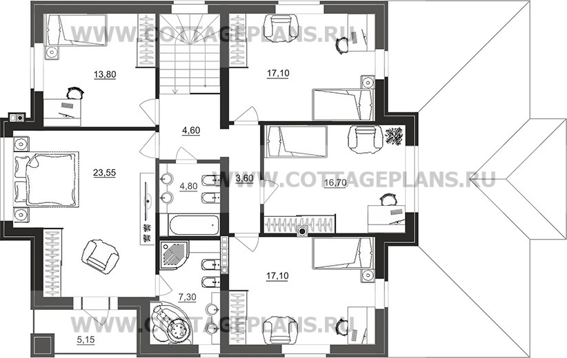 Поэтажные планы проект дома 200-43 общ. площадь 218,65 м2