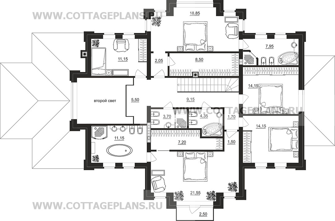 Поэтажные планы проект дома 200-34 общ. площадь 289,65 м2