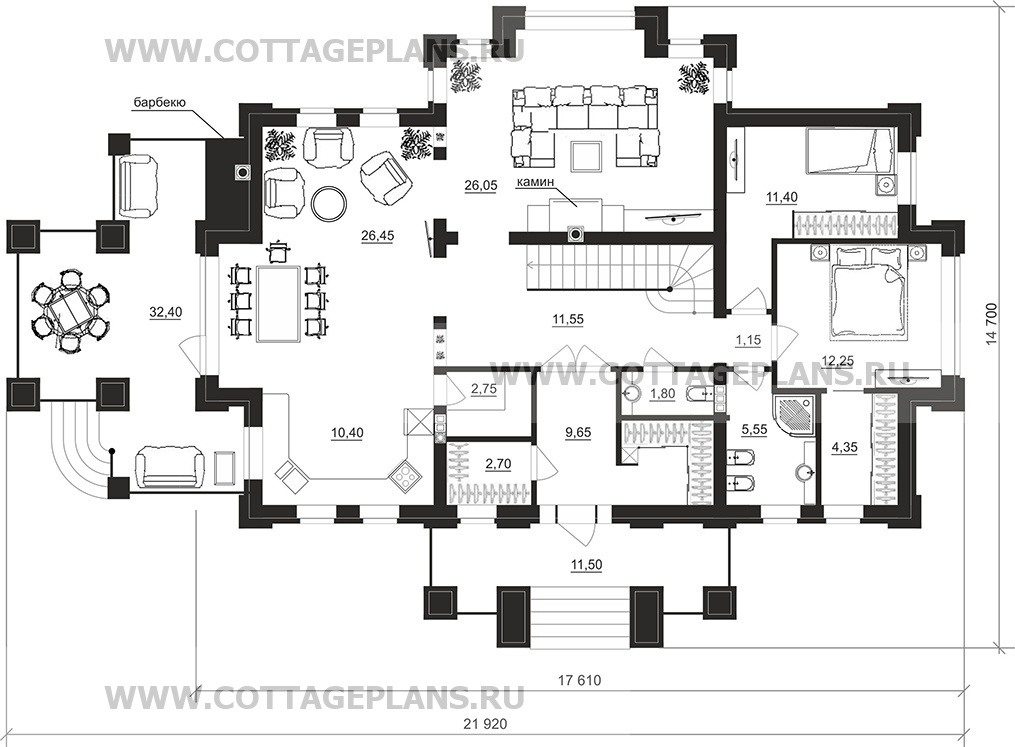 Поэтажные планы проект дома 203-23 общ. площадь 396,15 м2