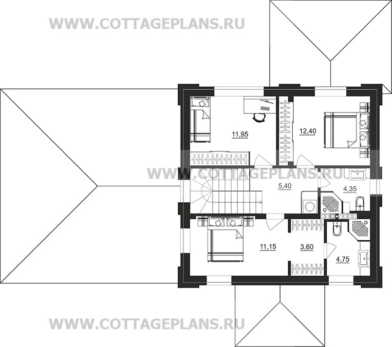 Поэтажные планы проект дома 206-61 общ. площадь 152,40м2