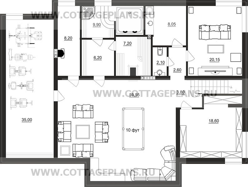 Поэтажные планы проект дома 96-56 общ. площадь 477,25 м2