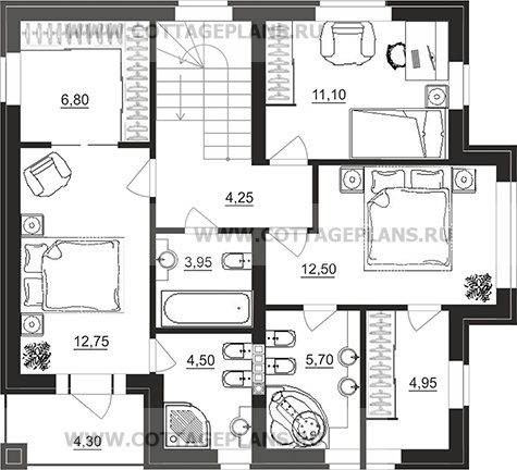 Поэтажные планы проект дома 95-03 общ. площадь 127,05 м2
