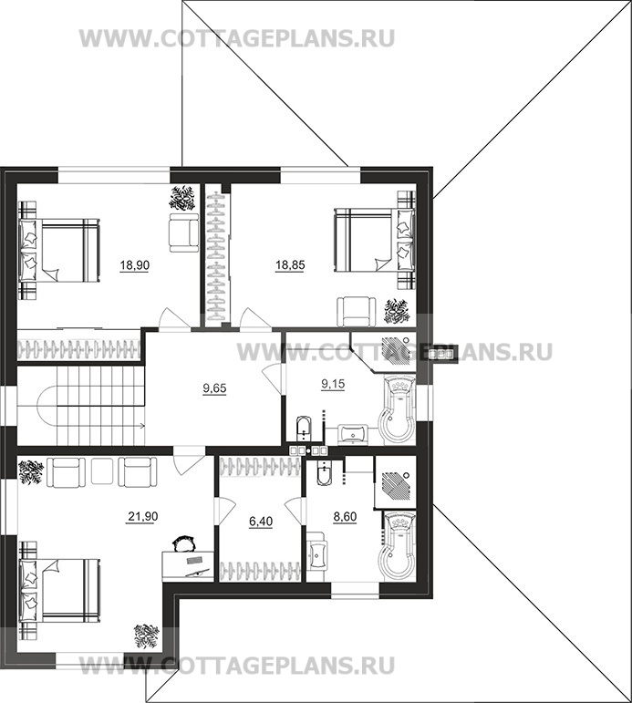 Поэтажные планы проект дома 108-05 общ. площадь 209,65 м2