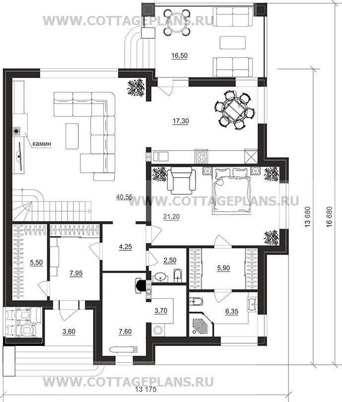 Поэтажные планы проект дома 204-66 общ. площадь 216,40 м2