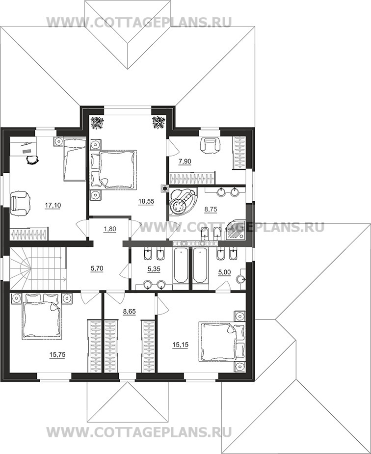 Поэтажные планы проект дома 93-74 общ. площадь 355,80м2